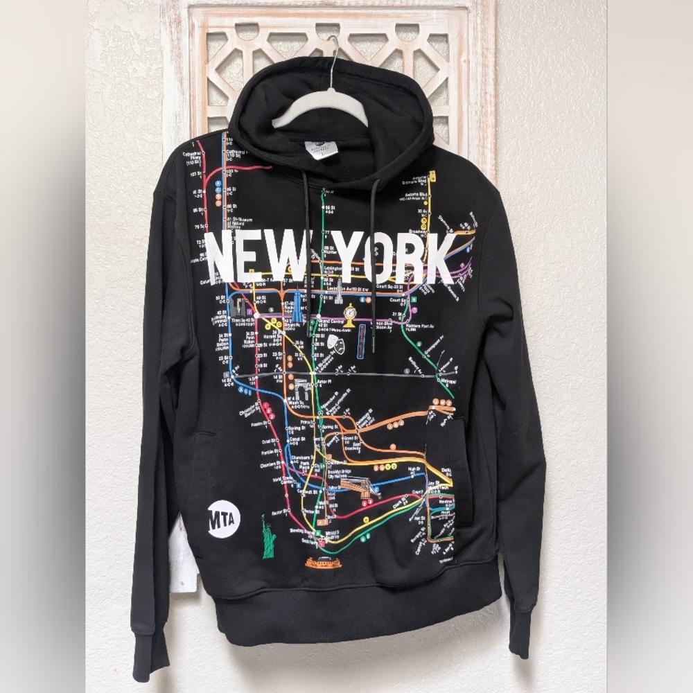 NEW YORK Subway Map Black Hooded Sweatshirt